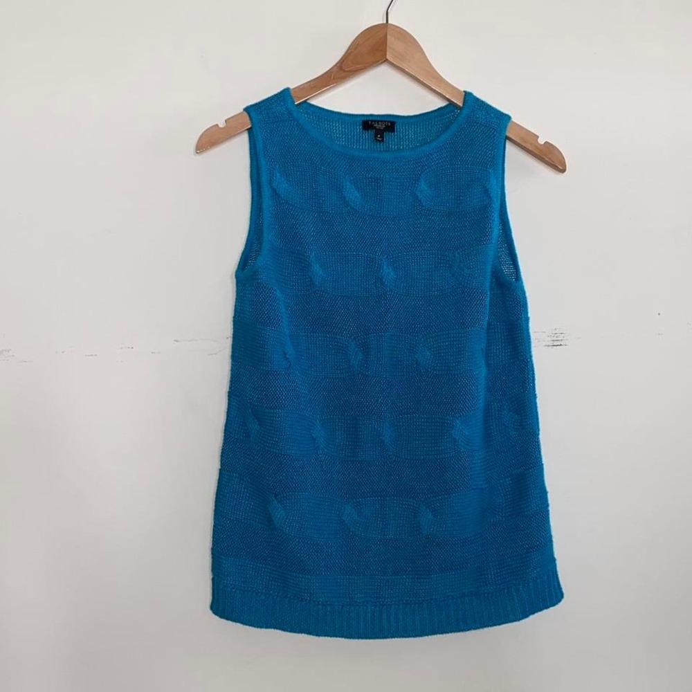 Blue knit tank top